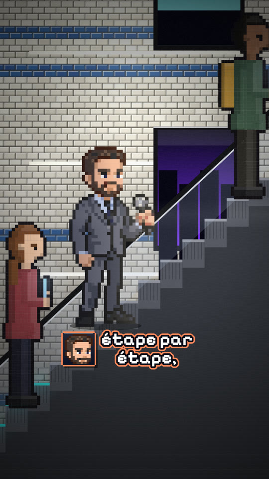L'escalator du métro, des voyageurs